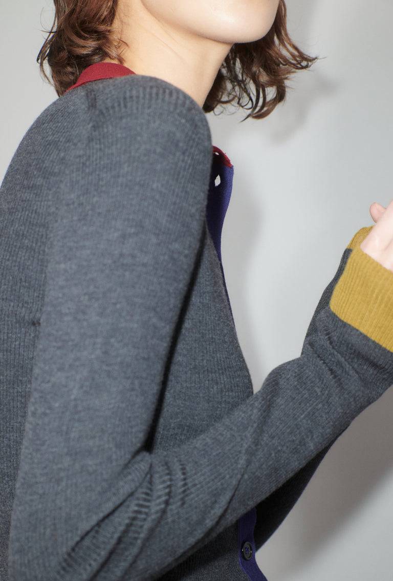 Odeeh Stretch Merino Cardigan, Charcoal Schlussverkauf