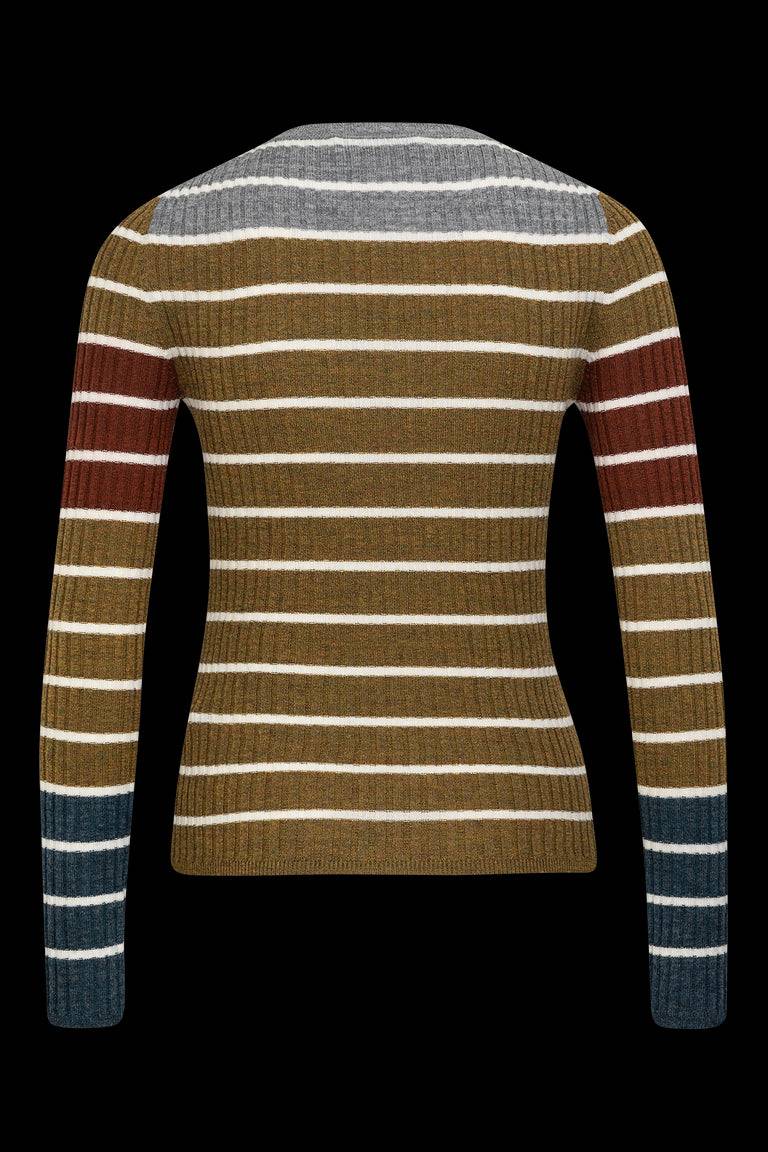 Odeeh Placed Stripe Pullover, Greengold Günstiger Verkauf
