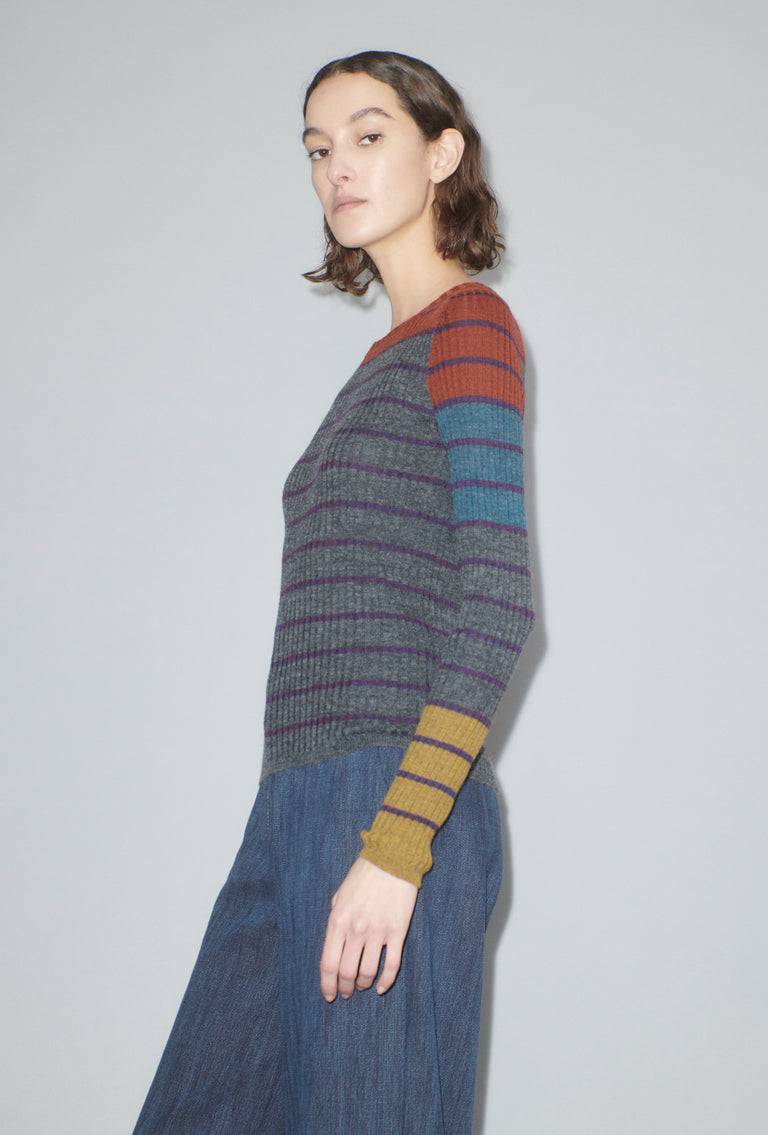 Odeeh Placed Stripe Pullover, Shadow Fabrikverkauf