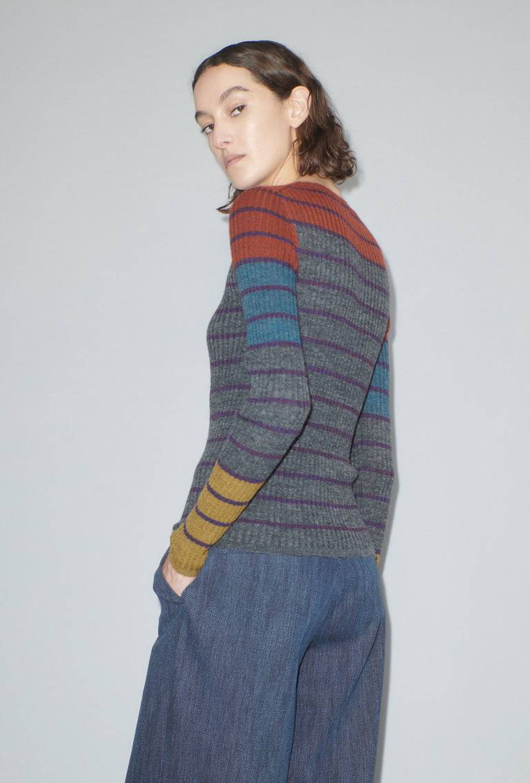 Odeeh Placed Stripe Pullover, Shadow Fabrikverkauf