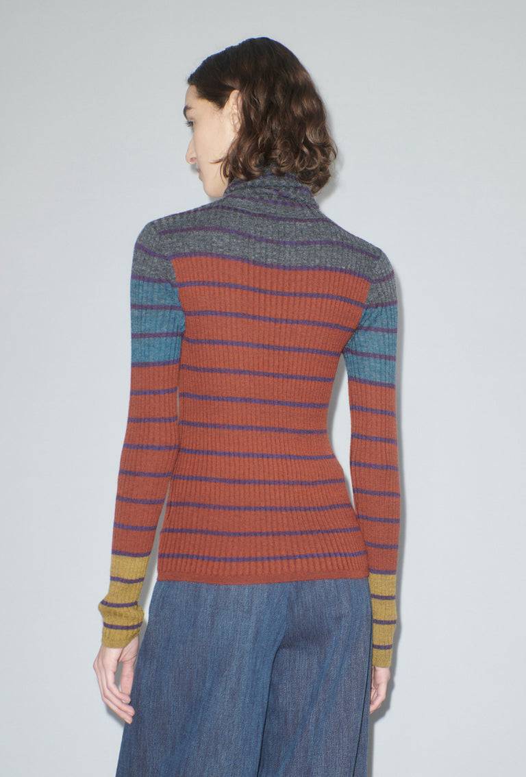 Odeeh Placed Stripe Pullover, Dark Copper Meist gekauft
