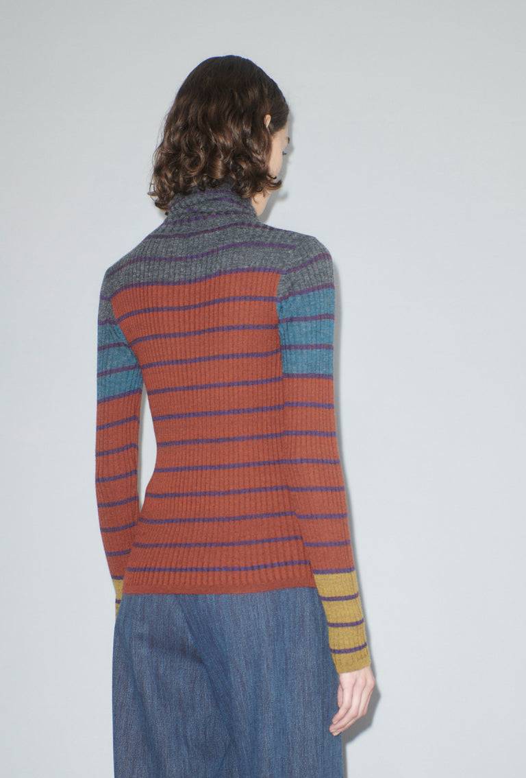 Odeeh Placed Stripe Pullover, Dark Copper Meist gekauft