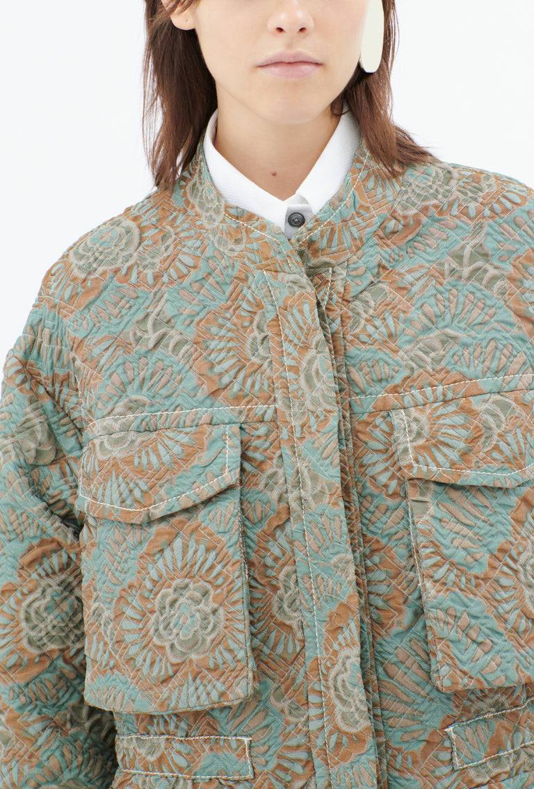 Odeeh Flower Camouflage Matelassé Jacke, Sea Green Günstiger Verkauf
