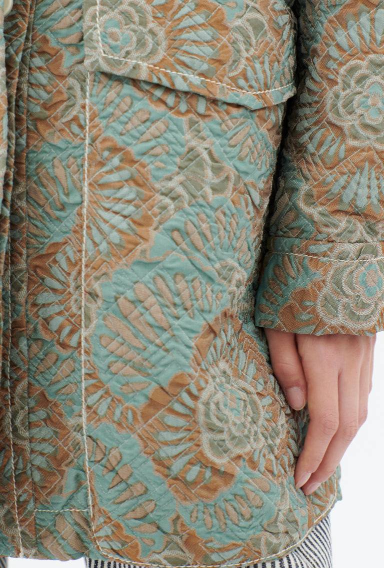 Odeeh Flower Camouflage Matelassé Jacke, Sea Green Günstiger Verkauf