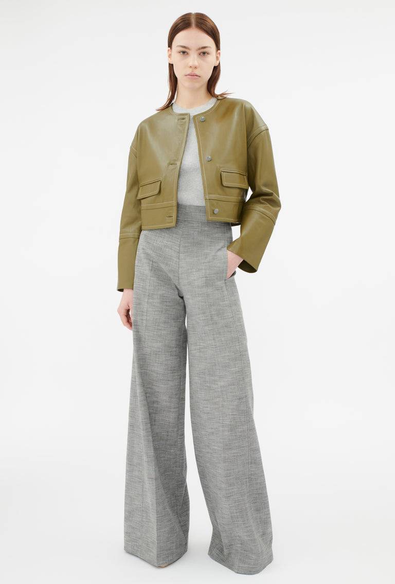 Odeeh Lamb Nappa Wet Look Jacke, Goldolive Fabrikverkauf