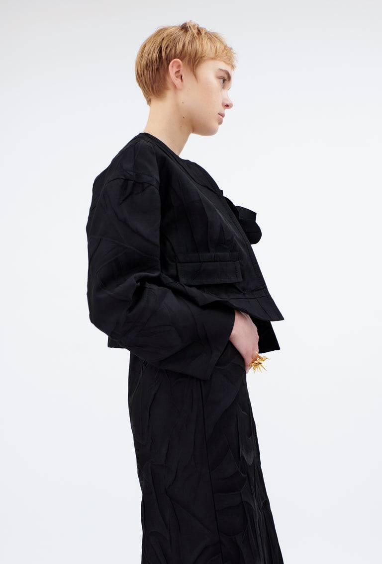 Odeeh Crinkled Duchesse Jacke, Jet Black Meist gekauft