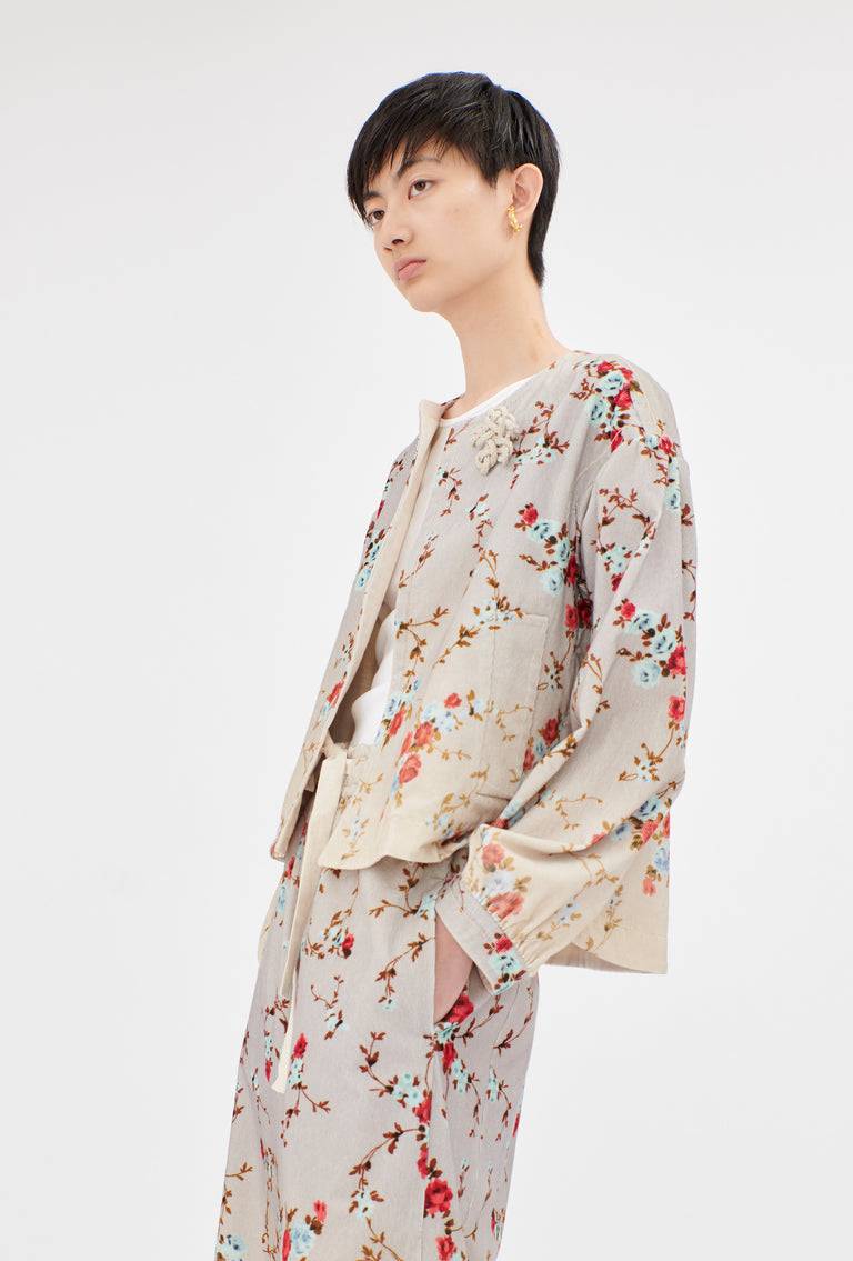 Odeeh "Mini Bouquets / Stamped Corduroy Degradé Jacke, Acqua Hotsell