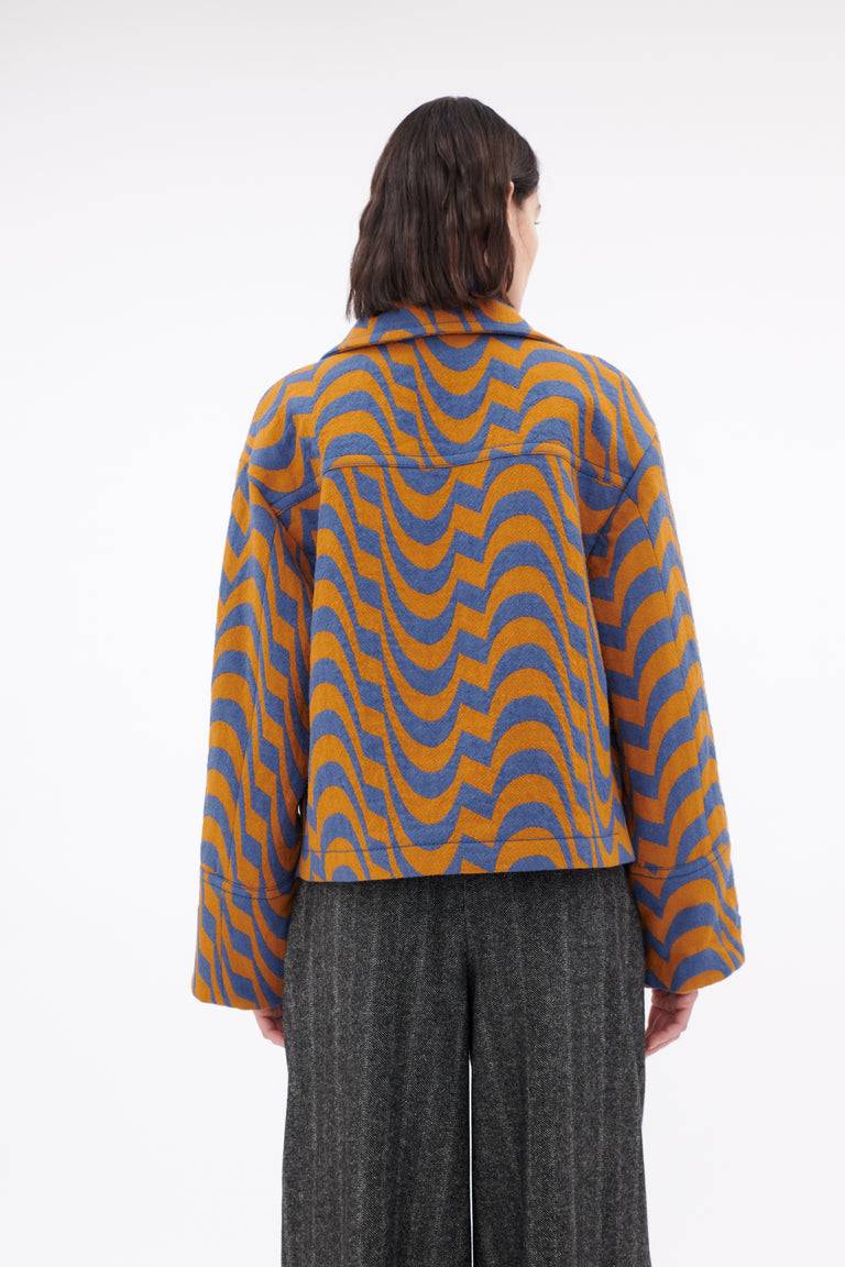 Odeeh Abstract Waves Jacke, Dark Cobalt im Angebot