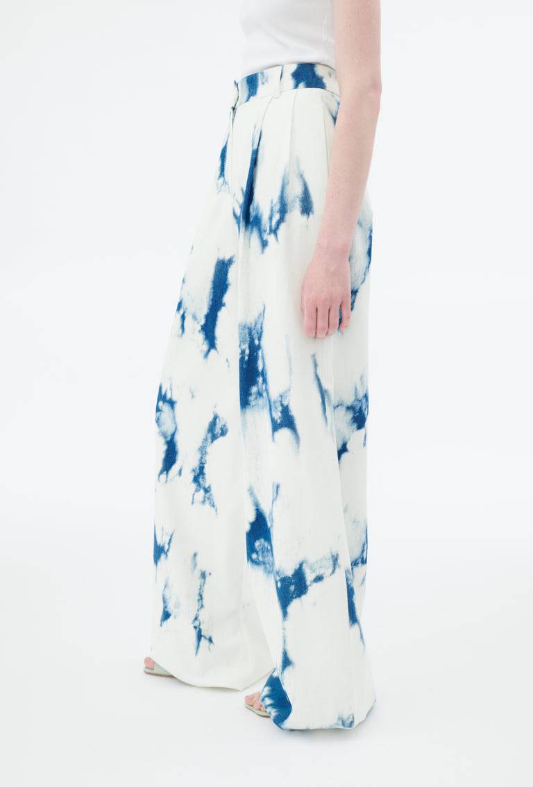 Odeeh Tie Dye Denim "Made in Italy" Hose, Blue White Schlussverkauf