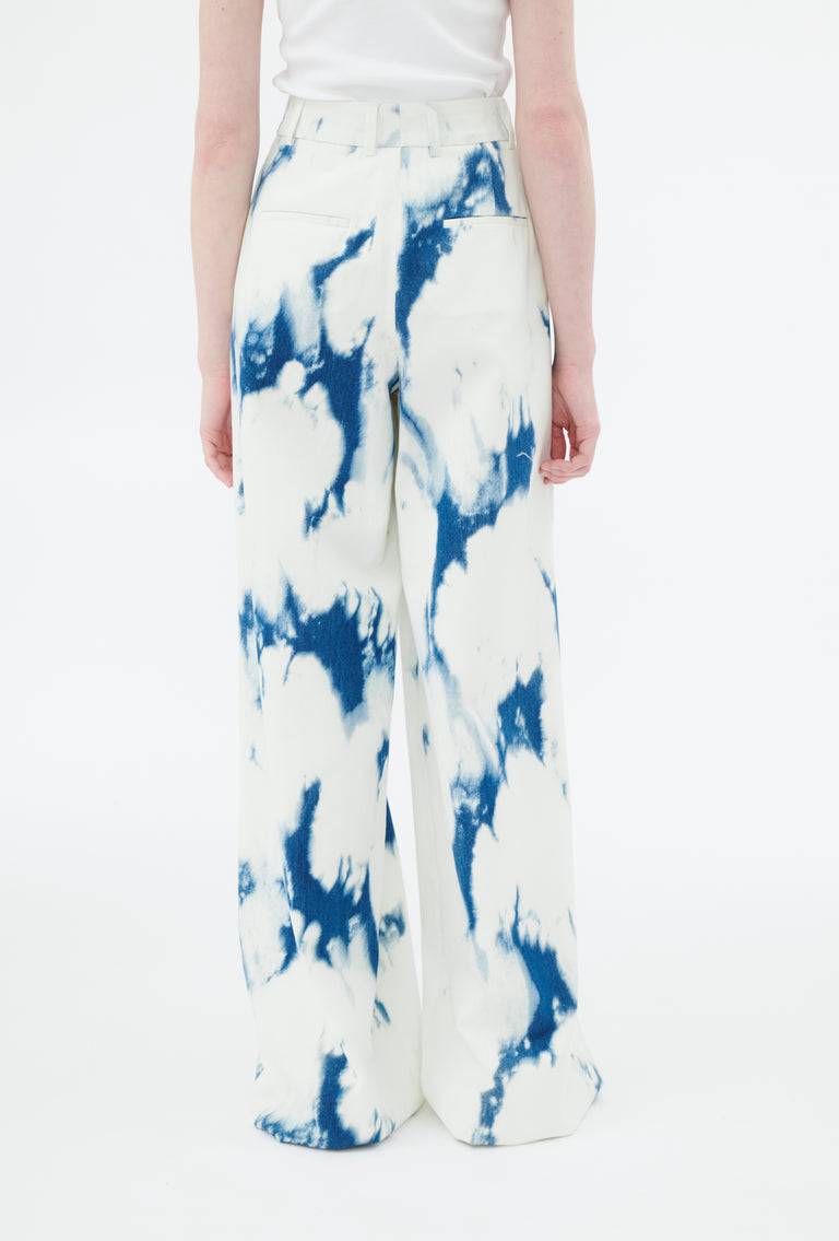 Odeeh Tie Dye Denim "Made in Italy" Hose, Blue White Schlussverkauf
