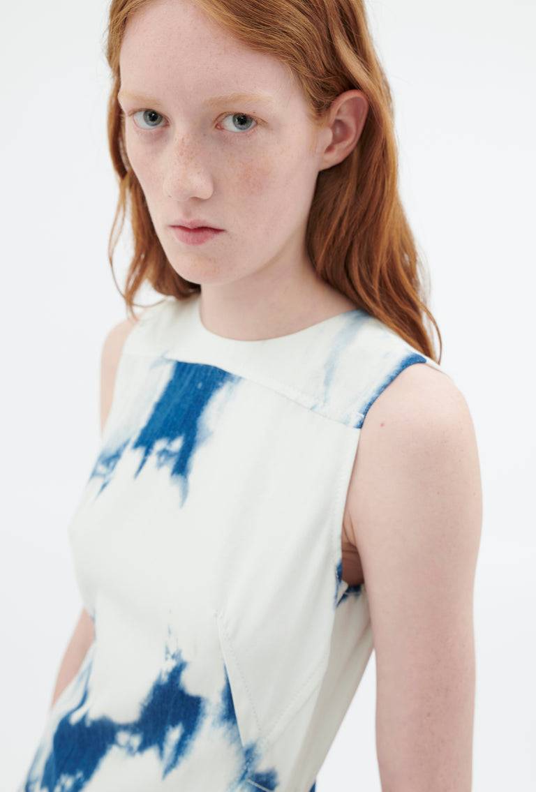 Odeeh Tie Dye Denim "Made in Italy" Kleid, Blue White Günstiger Verkauf
