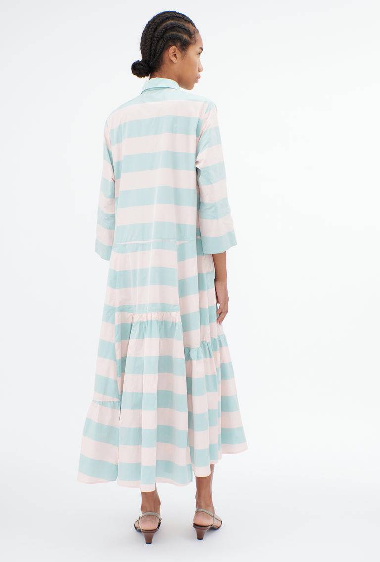 Odeeh Taffeta Block Stripe Kleid, Sorbet Fabrikverkauf
