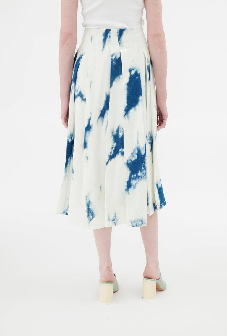 Odeeh Tie Dye Denim "Made in Italy" Rock, Blue White Blitzverkäufe