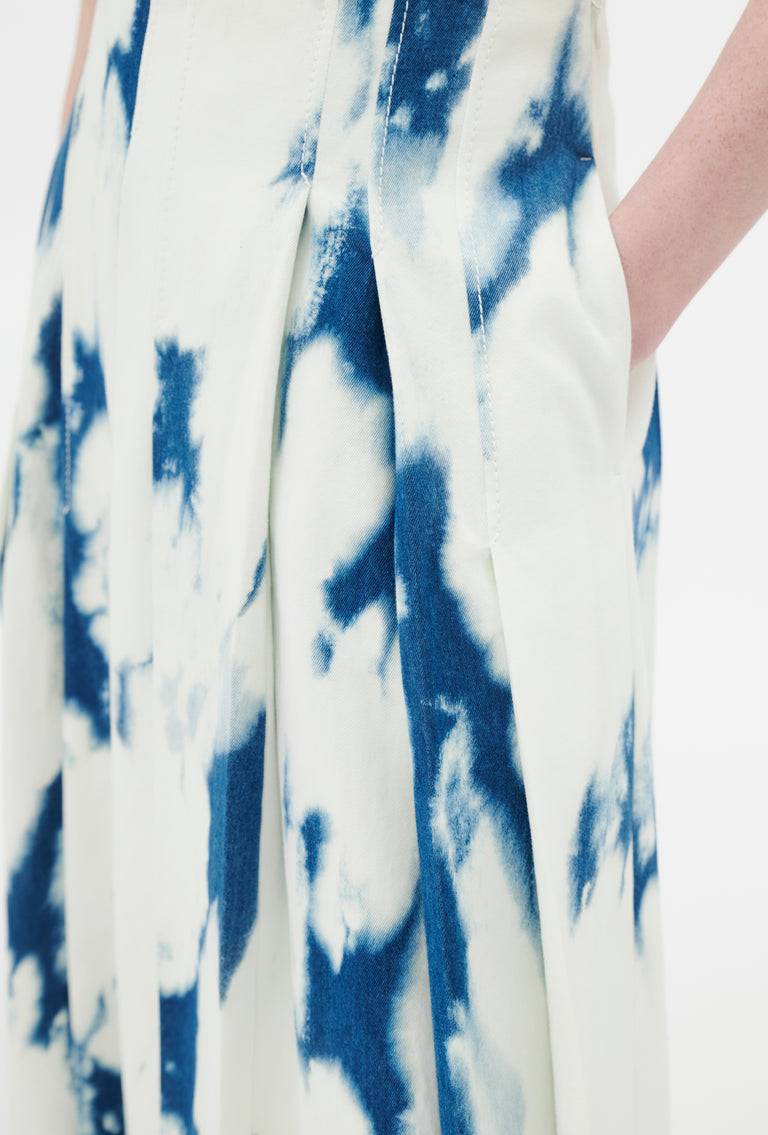 Odeeh Tie Dye Denim "Made in Italy" Rock, Blue White Blitzverkäufe