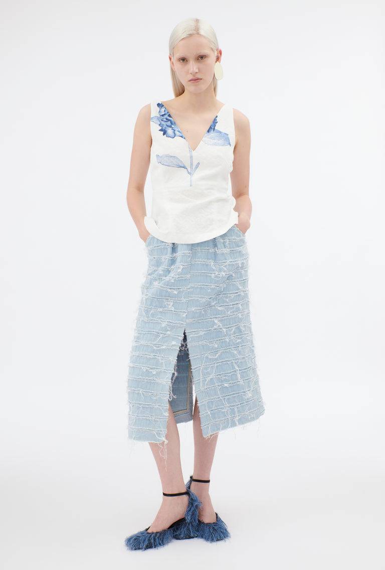 Odeeh Stone Washed Denim Rock, Blue Eyes Verkauf