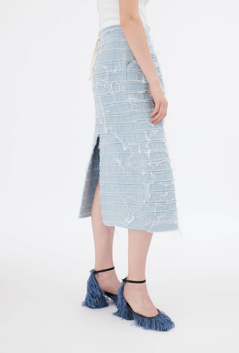 Odeeh Stone Washed Denim Rock, Blue Eyes Verkauf