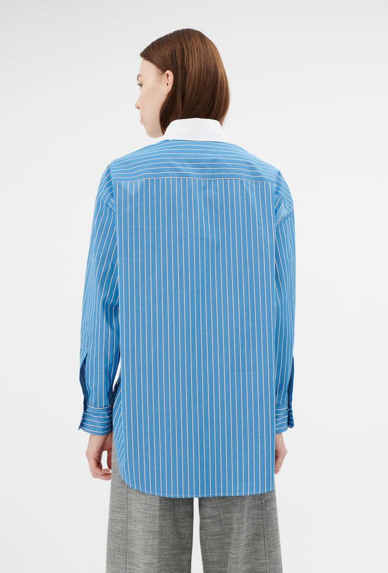 Odeeh Men's Stripe Bluse, Capri Blue Hotsell