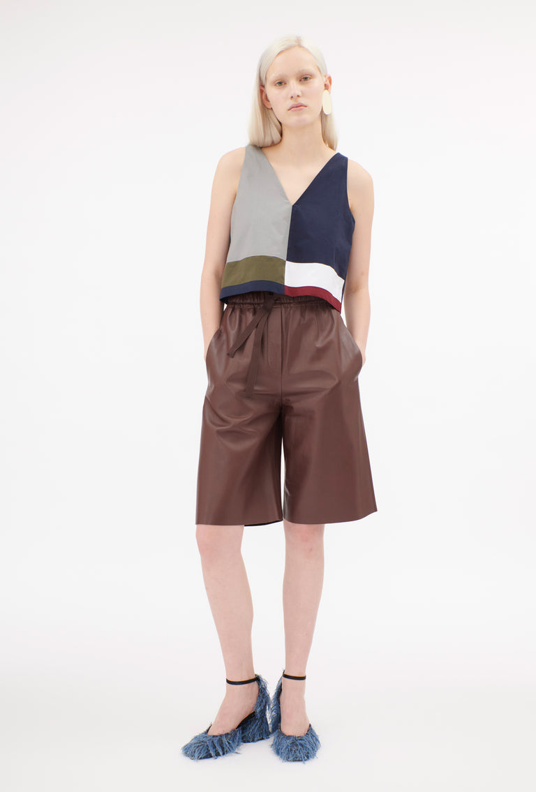 Odeeh Cotton Popeline Top, Navy Fabrikverkauf