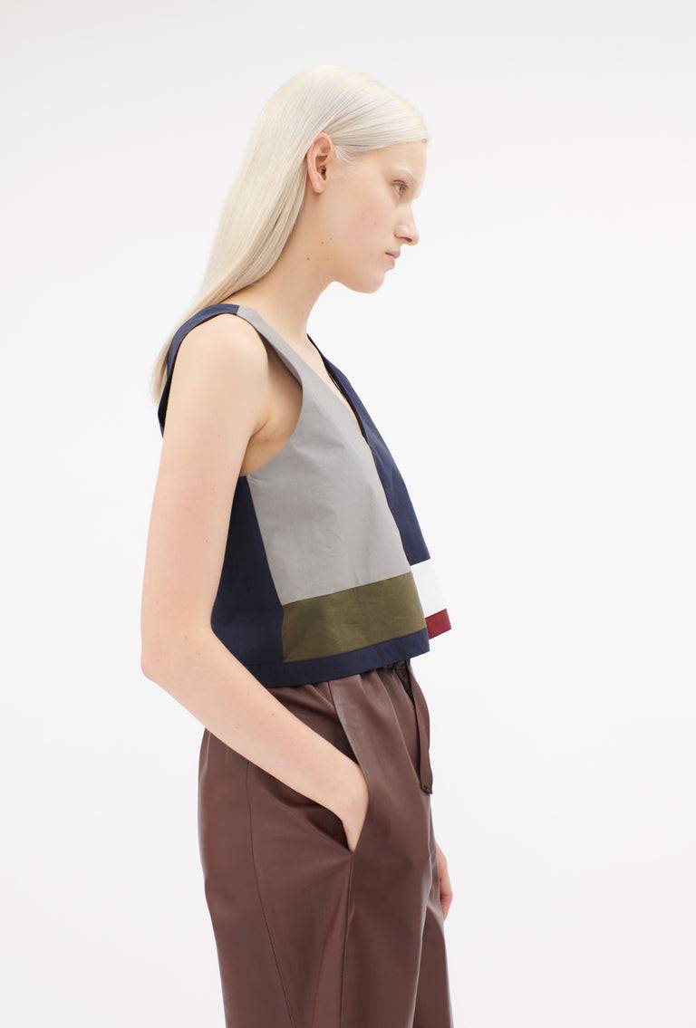 Odeeh Cotton Popeline Top, Navy Fabrikverkauf