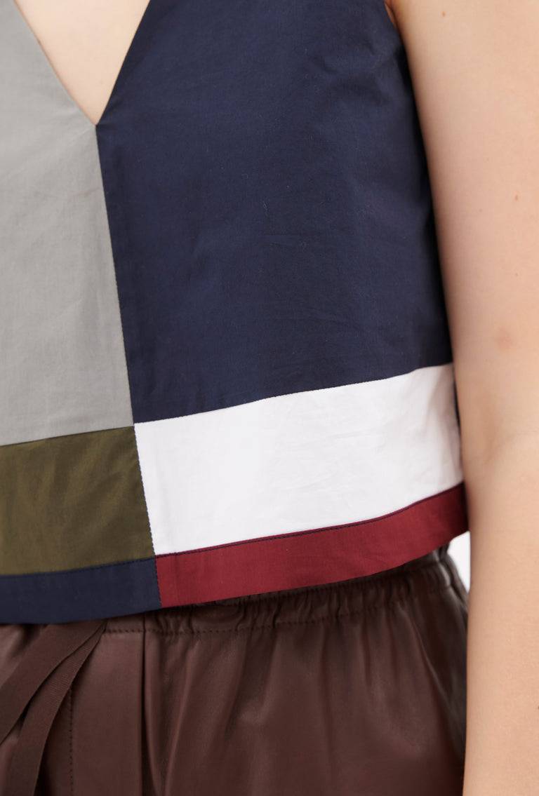Odeeh Cotton Popeline Top, Navy Fabrikverkauf