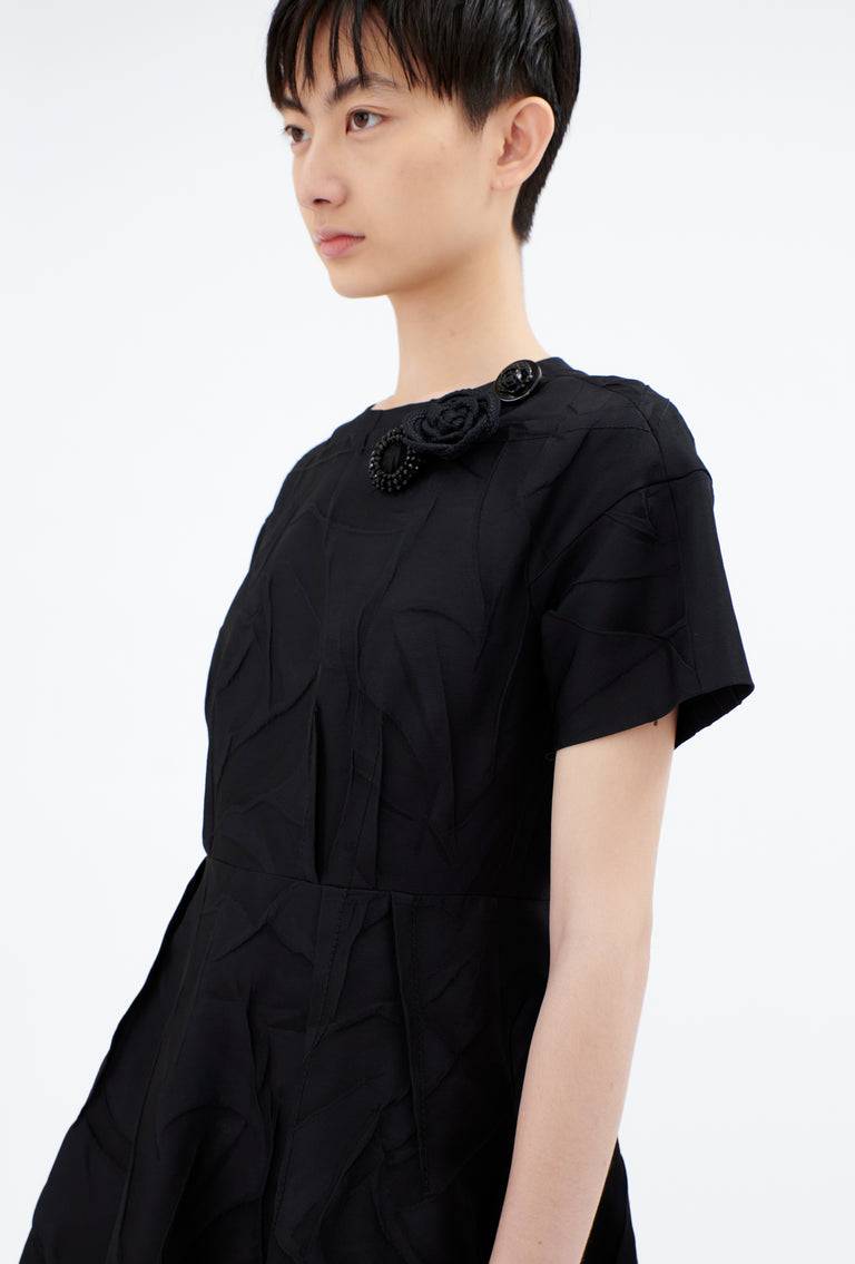 Odeeh Crinkled Duchesse Kleid, Jet Black Outlet