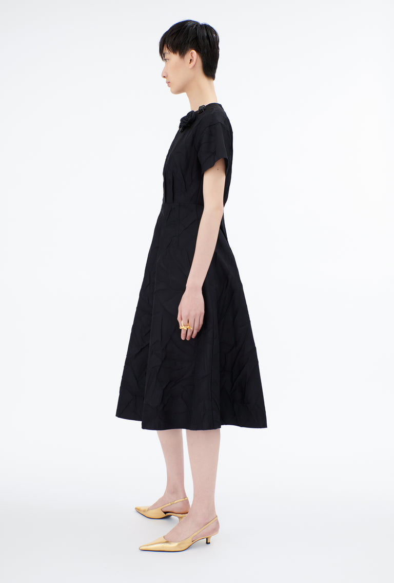 Odeeh Crinkled Duchesse Kleid, Jet Black Outlet