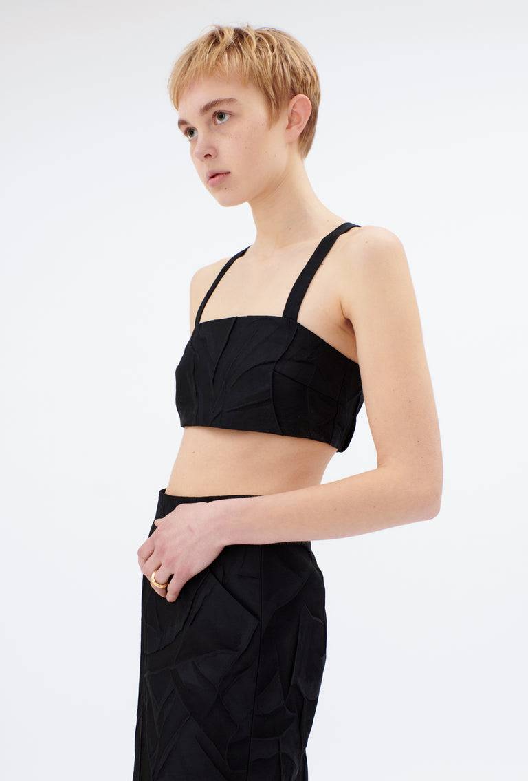 Odeeh Crinkled Duchesse Top, Jet Black Auslauf