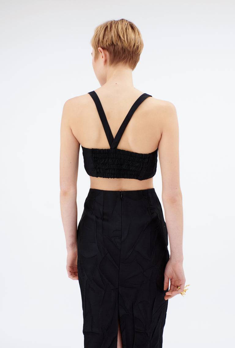 Odeeh Crinkled Duchesse Top, Jet Black Auslauf