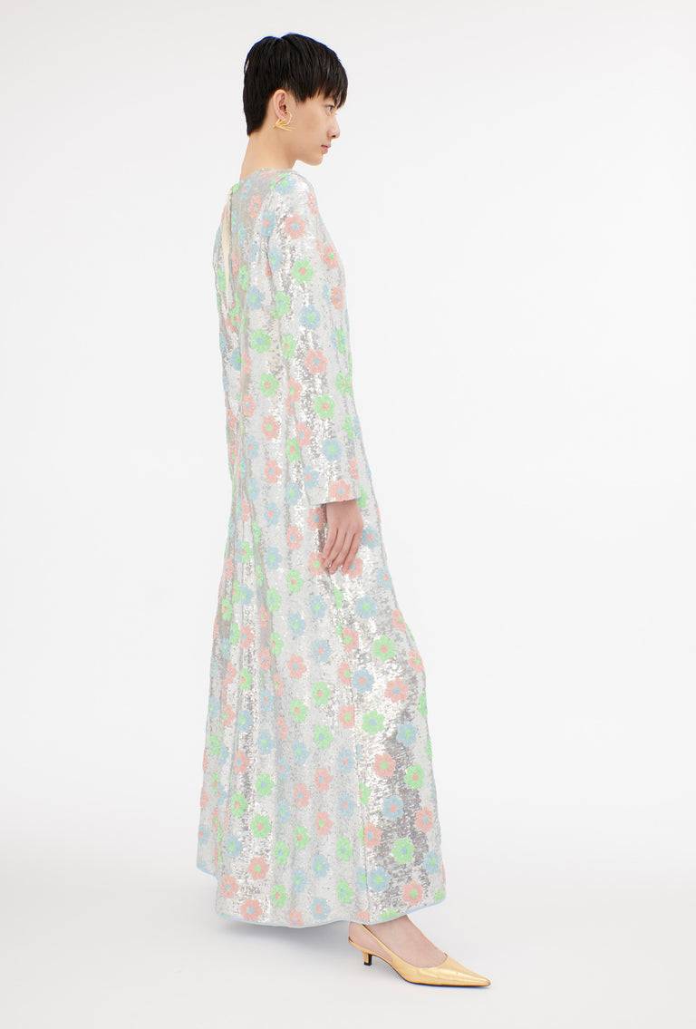 Odeeh Sequins Daisies Kleid, Silver Verkauf