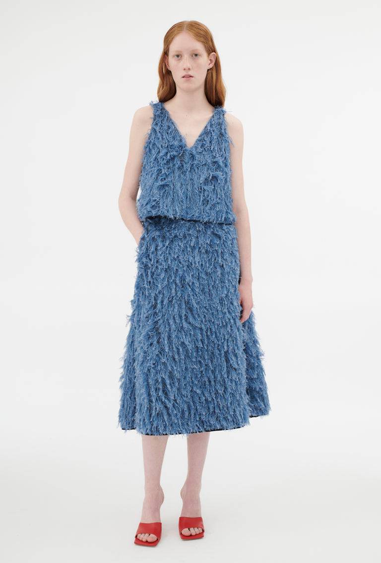 Odeeh Delavé Fringes Top, Light Indigo Angebote