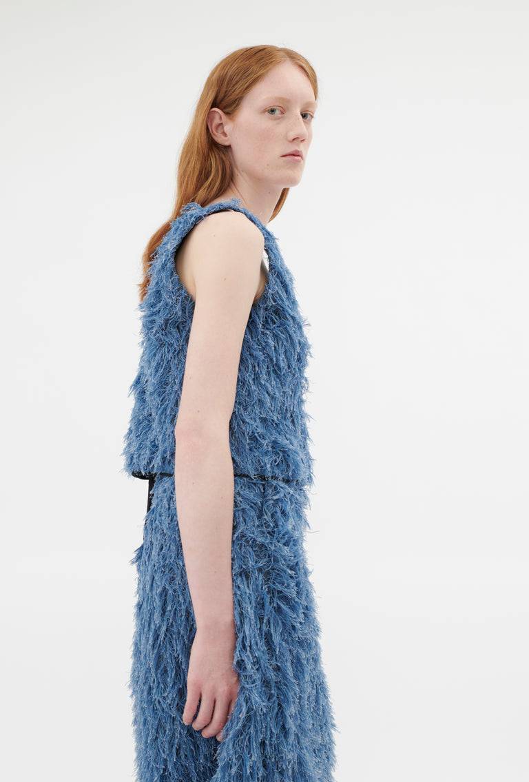 Odeeh Delavé Fringes Top, Light Indigo Angebote
