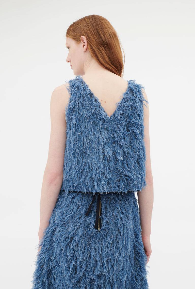 Odeeh Delavé Fringes Top, Light Indigo Angebote