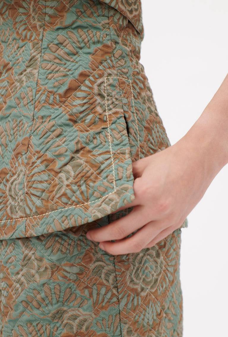 Odeeh Flower Camouflage Matelassé Top, Sea Green im Angebot