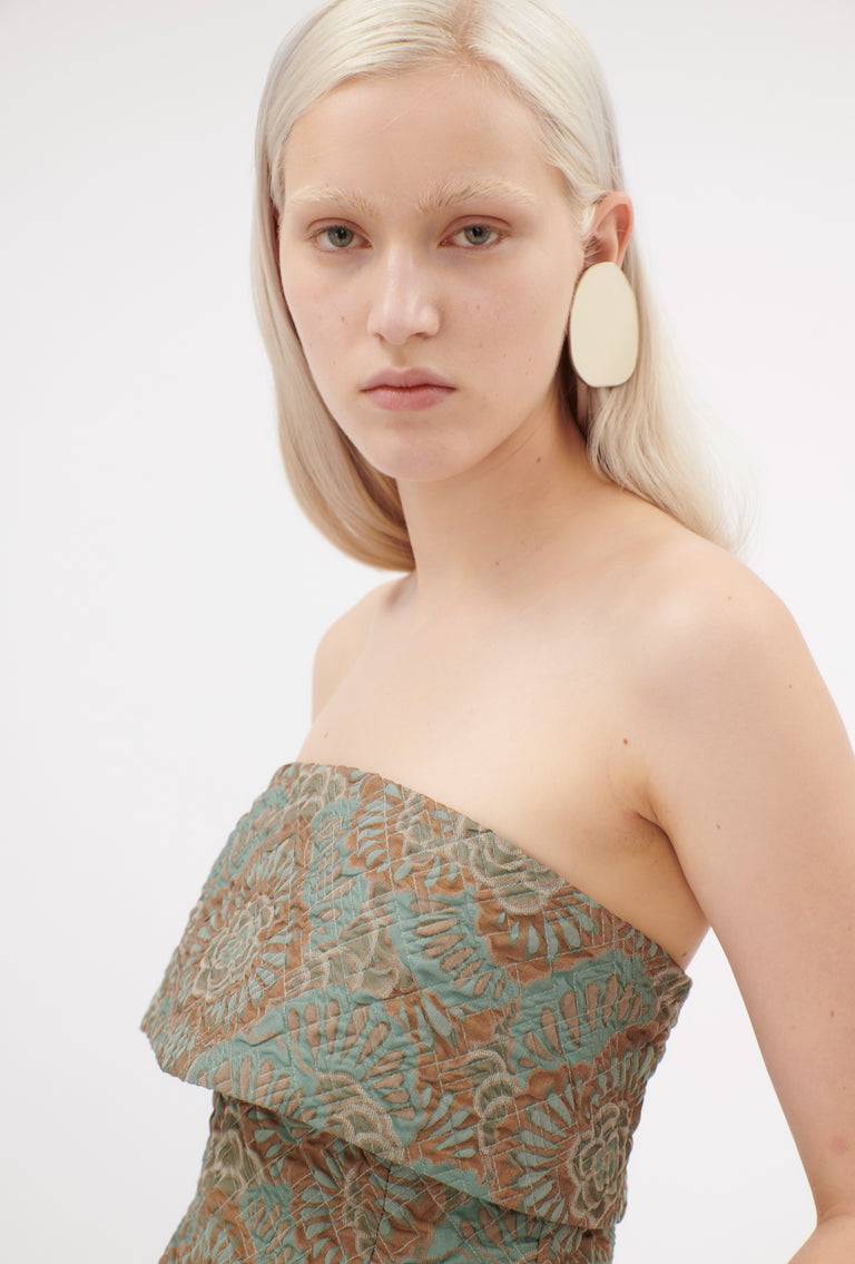 Odeeh Flower Camouflage Matelassé Top, Sea Green im Angebot