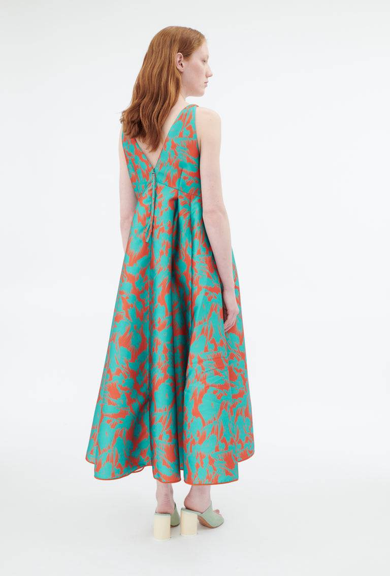 Odeeh Blurred Bouquets Duchesse Kleid, Opal Green Günstiger Verkauf