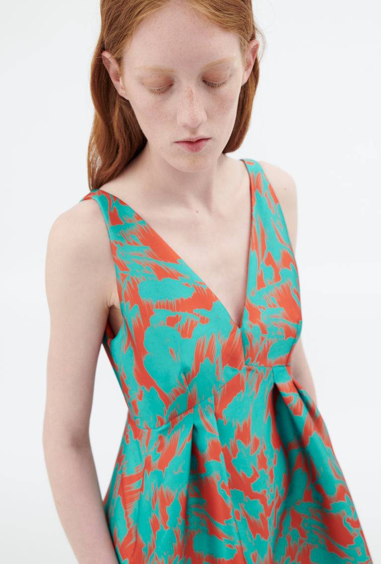 Odeeh Blurred Bouquets Duchesse Kleid, Opal Green Günstiger Verkauf