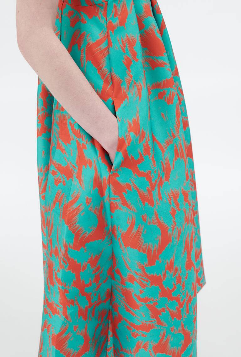 Odeeh Blurred Bouquets Duchesse Kleid, Opal Green Günstiger Verkauf