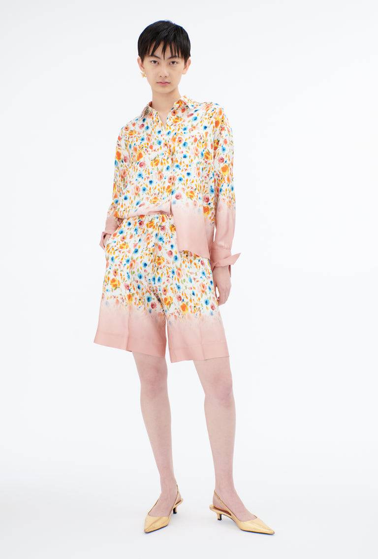 Odeeh Degradé Florets Silk Twill Bluse, Tangerine Meist gekauft