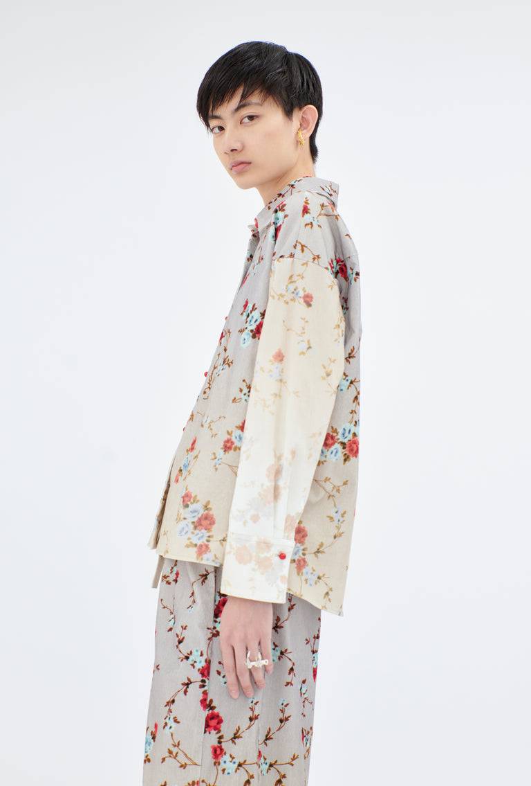Odeeh Mini Bouquets Stamped Corduroy Degradé Bluse, Aqua Online