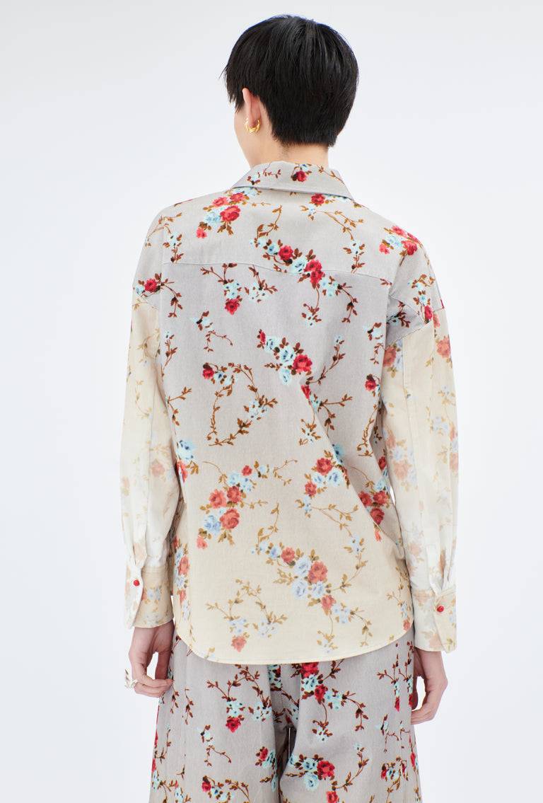 Odeeh Mini Bouquets Stamped Corduroy Degradé Bluse, Aqua Online
