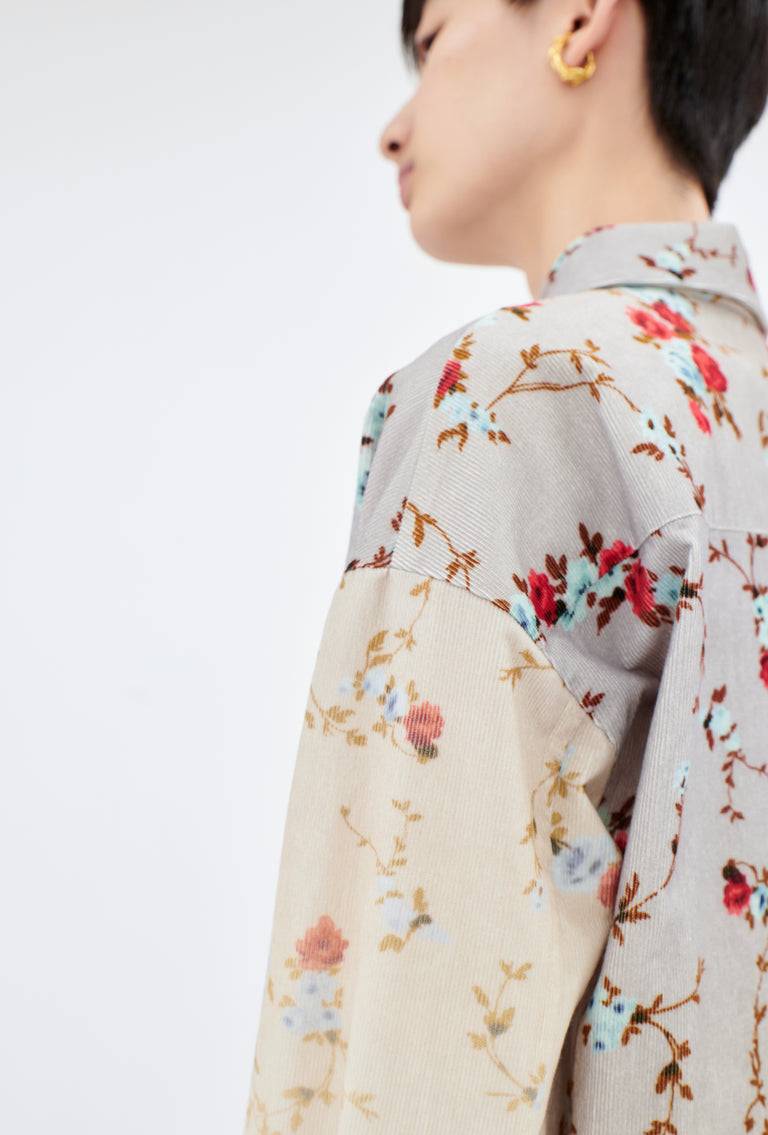 Odeeh Mini Bouquets Stamped Corduroy Degradé Bluse, Aqua Online