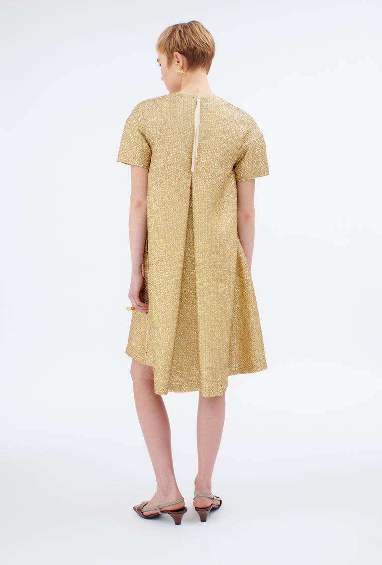 Odeeh Gold Brocade Kleid, Gold Auslauf