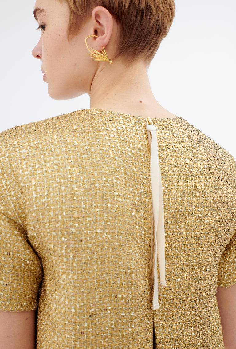 Odeeh Gold Brocade Kleid, Gold Auslauf