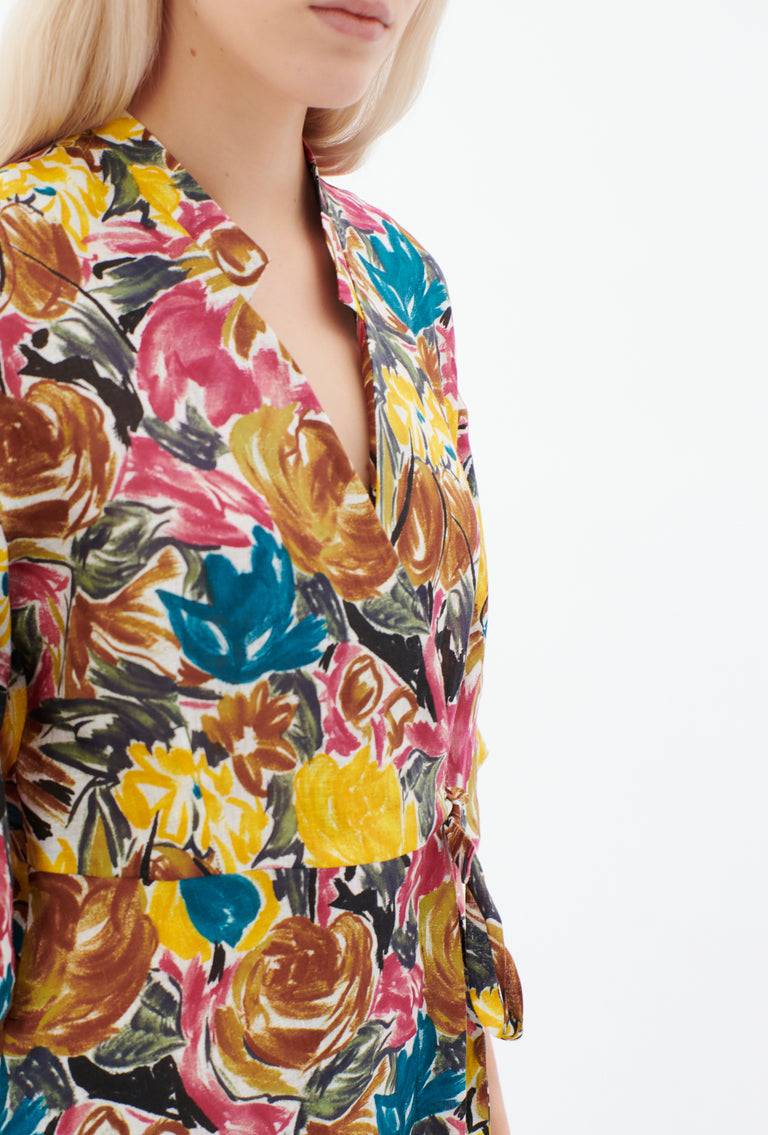 Odeeh Brush-Stroke Peonies Kleid, Tobacco Verkauf