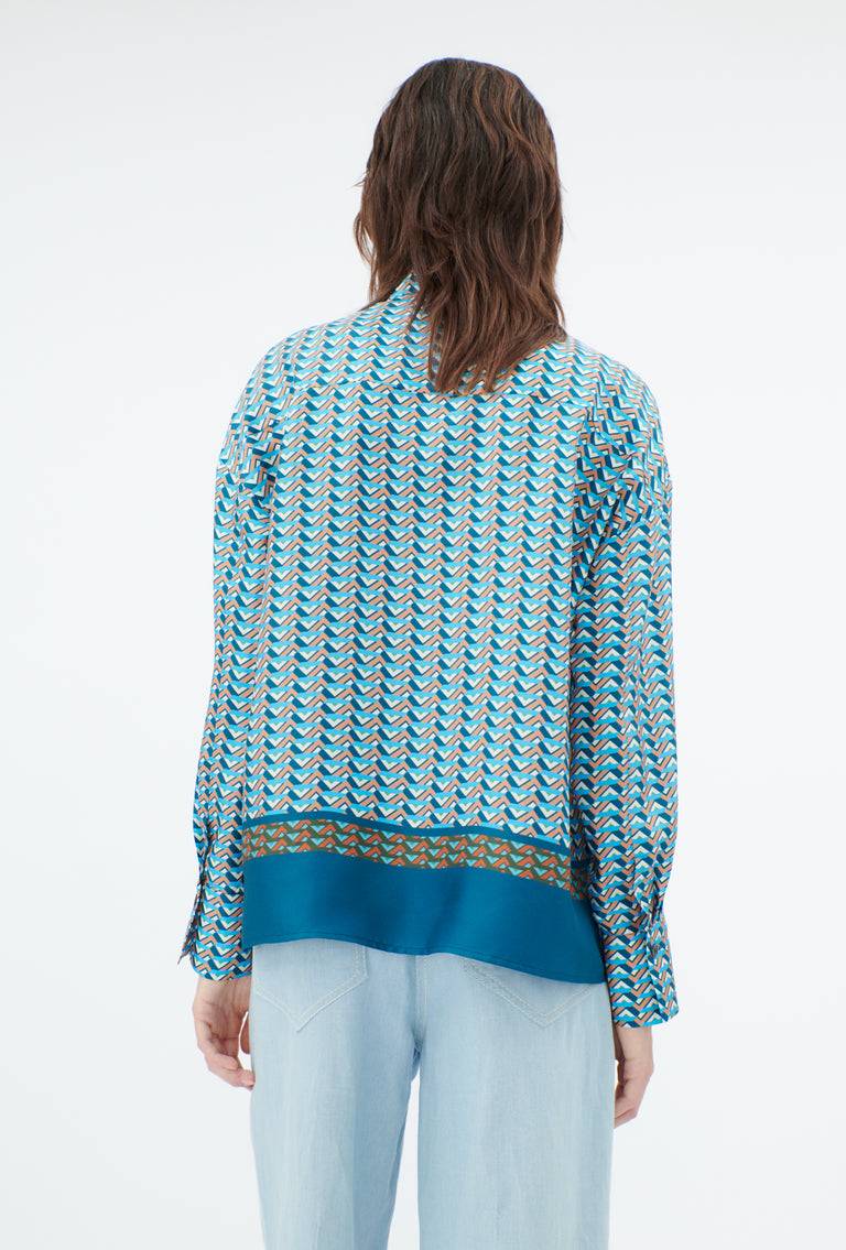 Odeeh Braided Graphics Bluse, Turquoise Blue Outlet