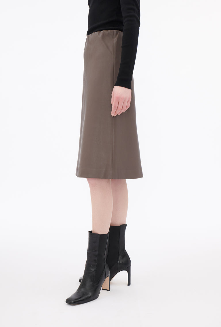 Odeeh Nappa Stretch Lederrock, Olive-brown Fabrikverkauf