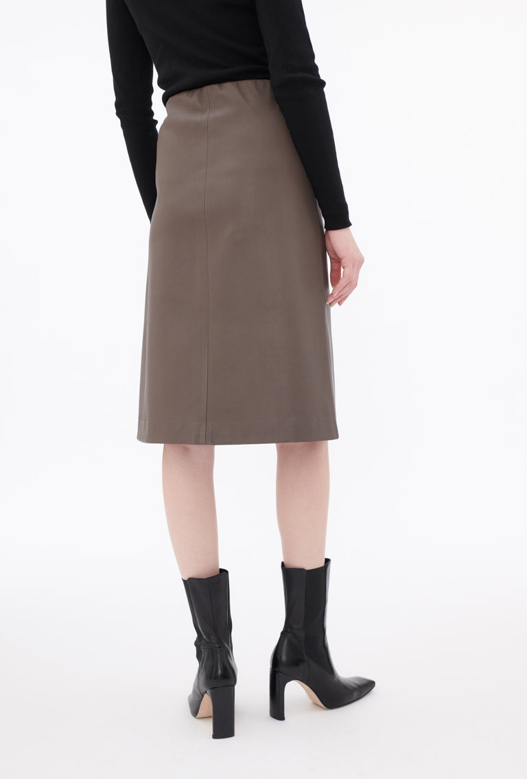 Odeeh Nappa Stretch Lederrock, Olive-brown Fabrikverkauf