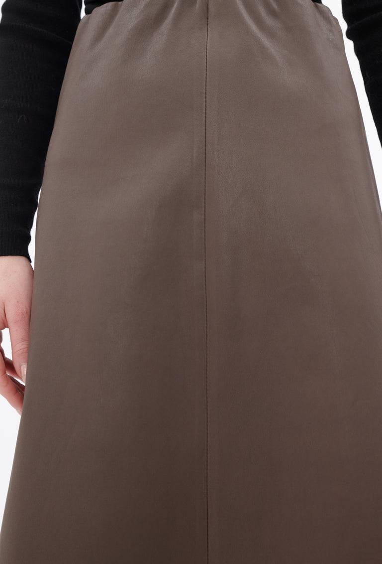 Odeeh Nappa Stretch Lederrock, Olive-brown Fabrikverkauf