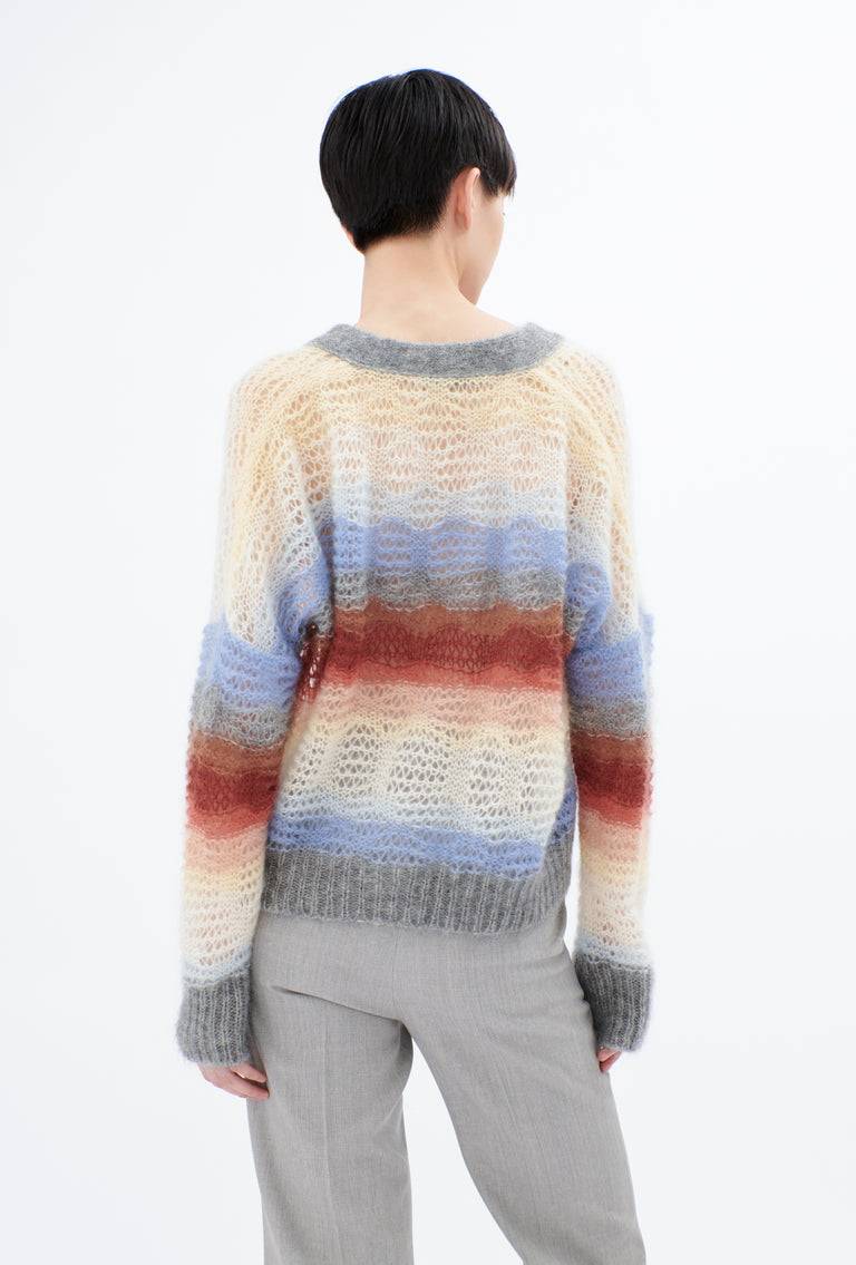 Odeeh Light Weight Mohair Mix Sunset Stripe Cardigan, Multicolor Angebote