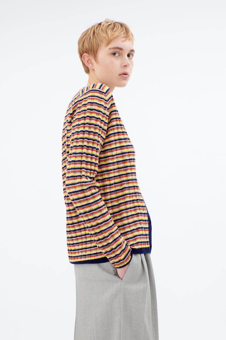 Odeeh Multicolor Stripe Cardigan, Ink Fabrikverkauf